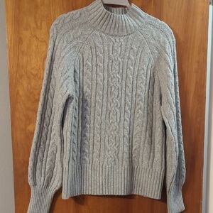 Rachel Zoe Light Gray Cable Knit Sweater NWT